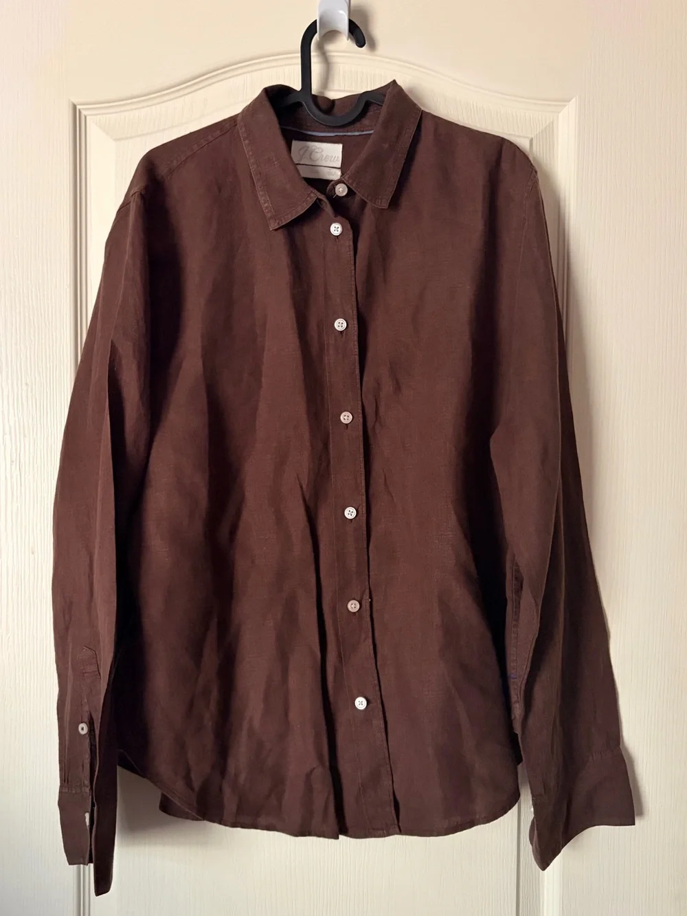 J. Crew Baird McNutt Women’s Brown Button-Up Linen Shirt, Slim, 12